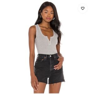 AllSaints Alicia Bodysuit in Grey Marl
